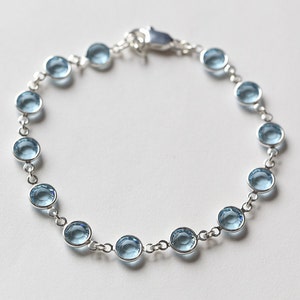 Aquamarine Bracelet, March Birthstone Bracelet, Aquamarine Jewelry, Silver, March Birthstone Jewelry, Light Pale Blue Crystal Bracelet image 3