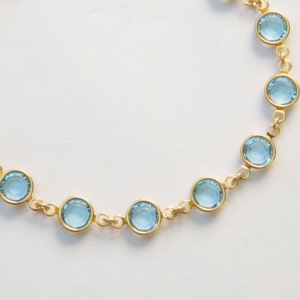 Gold Aquamarine Bracelet, March Birthstone Jewelry, Pale Blue Swarovski Crystal Bracelet, Aquamarine Jewelry