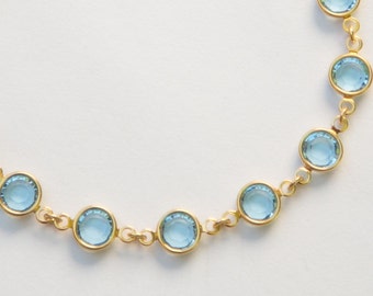 Gold Aquamarine Bracelet, March Birthstone Jewelry, Pale Blue Swarovski Crystal Bracelet, Aquamarine Jewelry