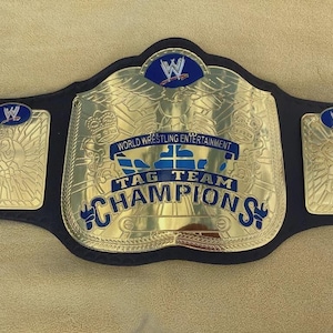 WWE Tag Team Championship Replica Belt: Gold Plated, Real Leather Strap