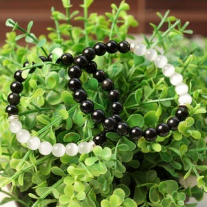 Natural Black Obsidian Crystal Bracelet with Selenite and Agate – Chakra Energy Balancing Gift Jewelry for Men or Women