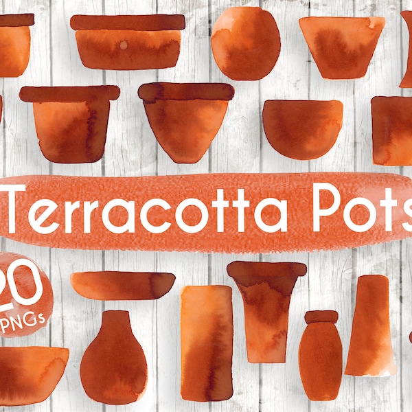 Terracotta Plant Pot Clipart - Planter Vector Graphic - Plant Pot Digital Clip Art - Plant - Planter Download - potted cactus - ACGA75