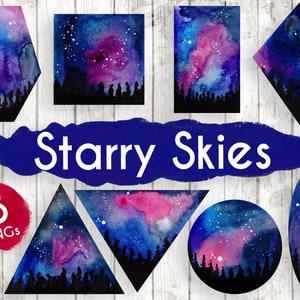 Clipart Galaxy Night Sky - Clipart de casamento em aquarela - Clipart de planejador - clipart de convite - Clipart da Via Láctea - elementos de logotipo - ACGA87