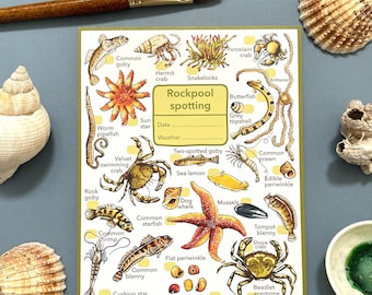 Rockpooling notepad - nature walk journal tick sheet