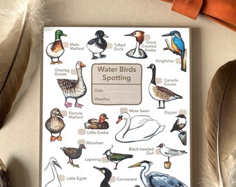 Water Birds spotting notepad - Bird watchers journal