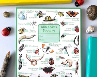 Garden Mini beasts spotting notepad - insect hunting journal