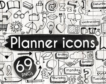 Planner Icons Clipart - Hand Drawn Planner Printables - Filofax Planner Clip Art - Digital Paper - Bubble Clip Art - Bubbles - ACGABW16