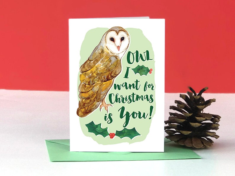 Funny Owl Christmas Card Owl joke Card Owl I want for Etsy