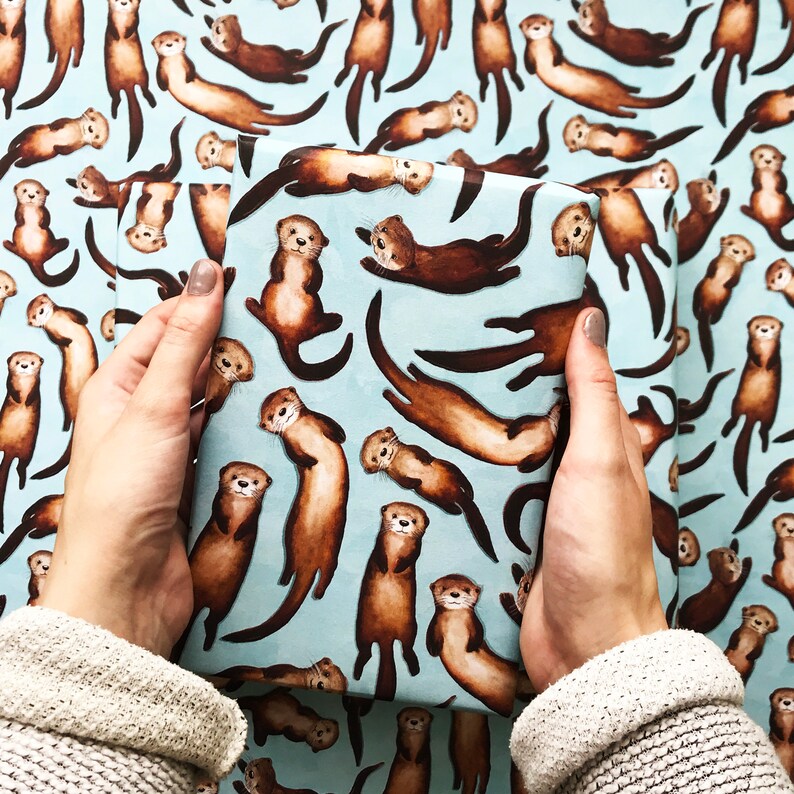 Otter Wrapping Paper Otters Birthday gift wrap Etsy