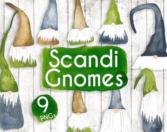 Scandi Gnomes Watercolour Clipart - Tomte Gnomes - Planner Digital Clip Art - invitation clipart - Christmas clipart - WC44