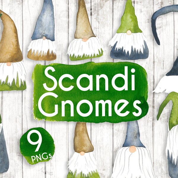 Scandi Gnomes Watercolour Clipart - Tomte Gnomes - Planner Digital Clip Art - invitation clipart - Christmas clipart - WC44