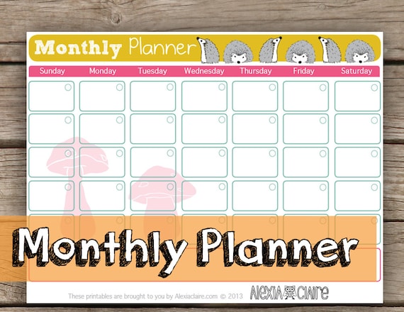 Monthly Planner Printable Monthly Planner Download Planner | Etsy