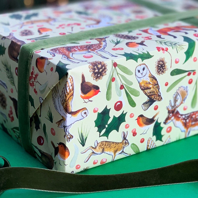 Woodland Animals Christmas wrapping paper Stag fox and owl Etsy