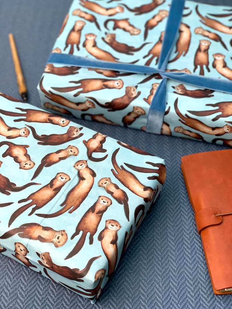 Otter Wrapping Paper Otters Birthday Gift Wrap Etsy
