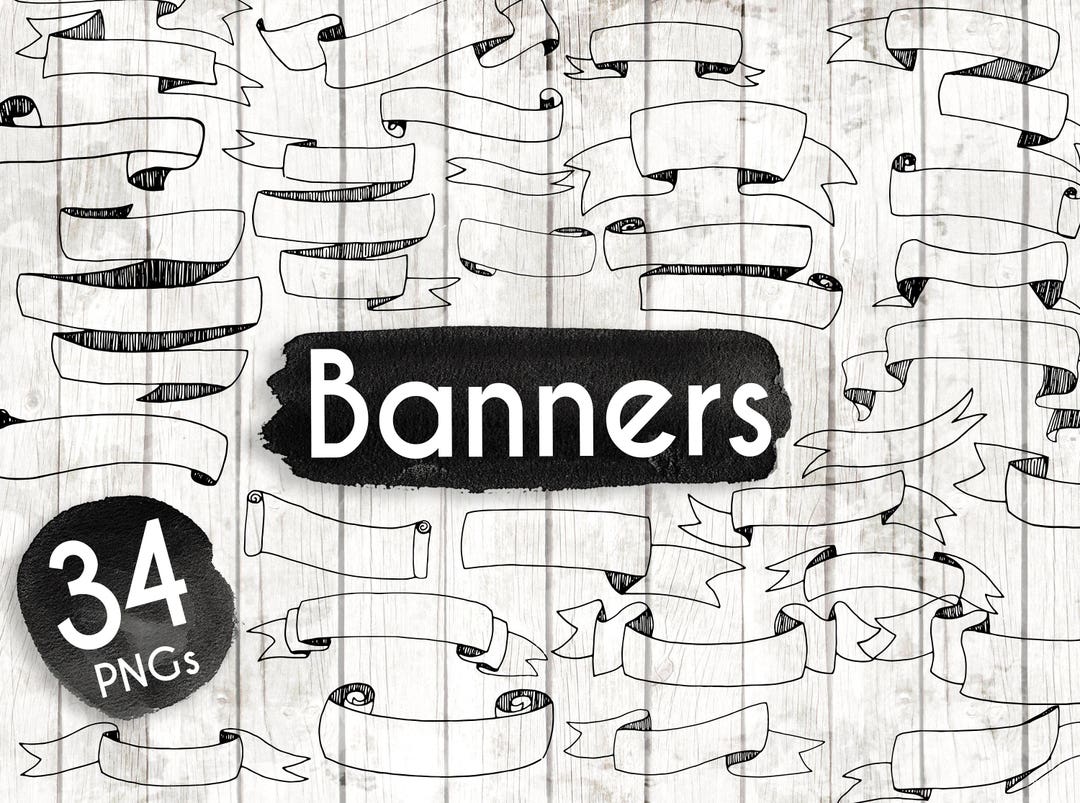 Banner Clipart Hand Drawn Banner Clipart Vector Wedding Art Digital