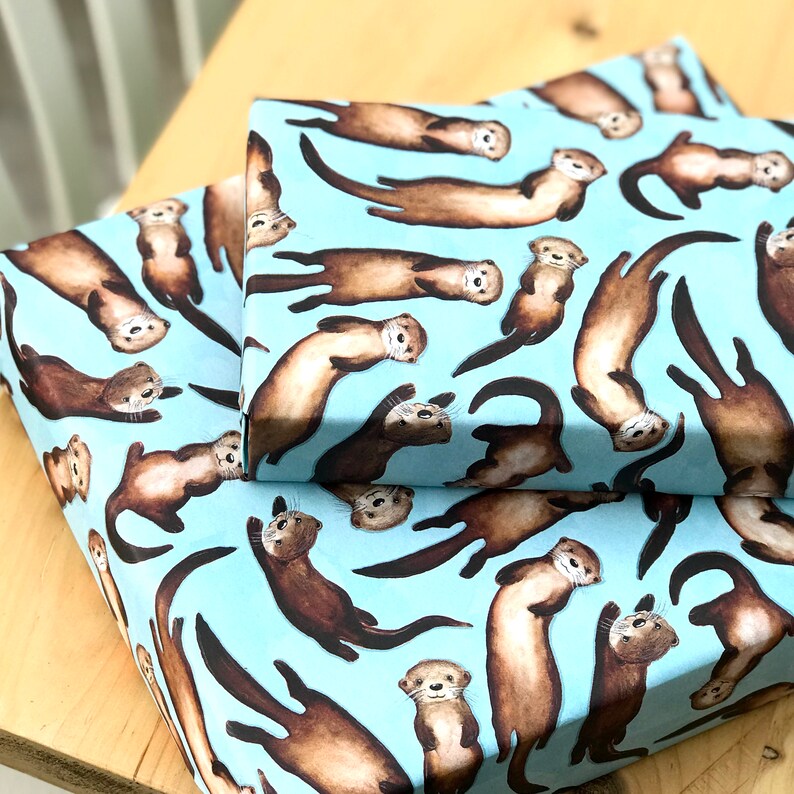 Otter Wrapping Paper Otters Birthday gift wrap Etsy