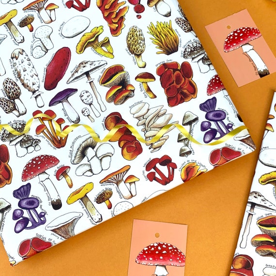 Mushroom Wrapping Paper Watercolour Wildlife Birthday Gift Wrap 