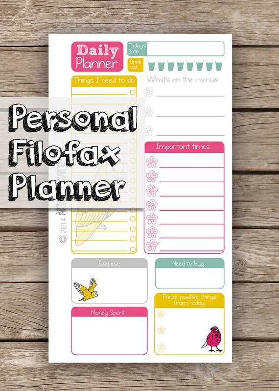daily planner printable personal daily planner filofax owl stationery personal filofax inserts personal size planner inserts pdf personal daily planner