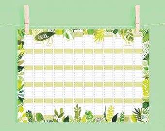 2024 Botanical Wall Calendar And Year Planner -Watercolour illustrated