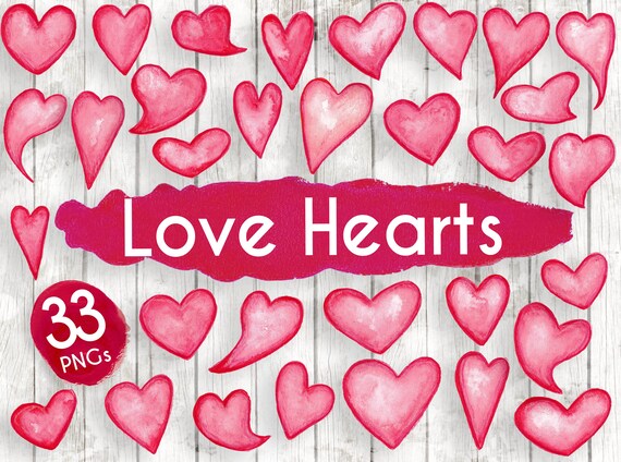 Love Hearts Clipart Clip Art Vector Graphics Valentine Etsy