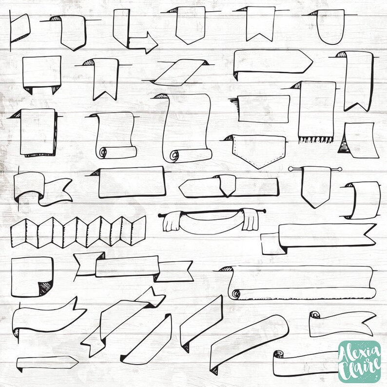 Bullet Journal Stencil Hand Drawn Planner Boxes Clipart Etsy