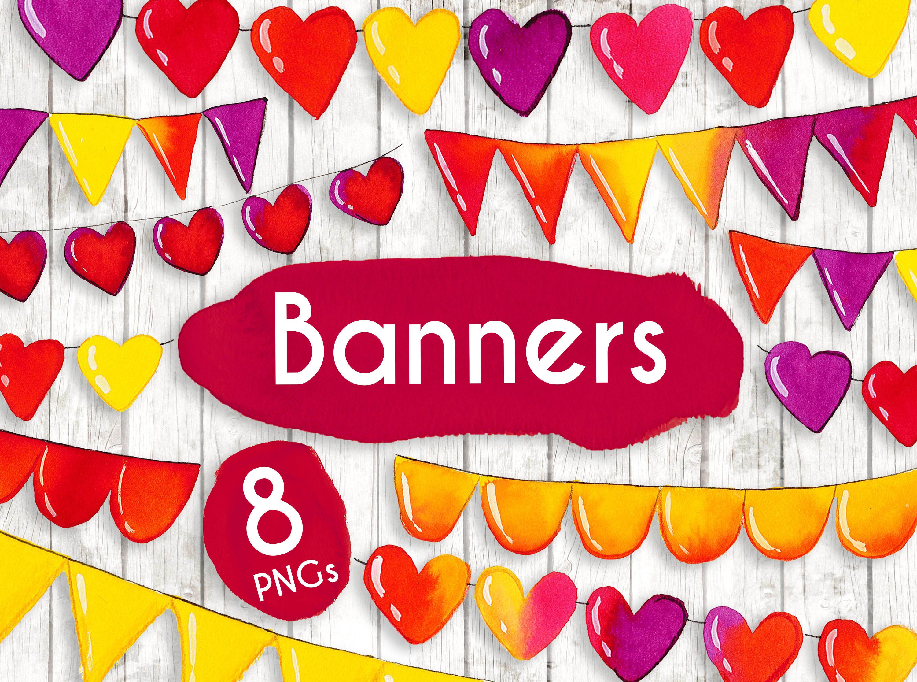 Valentine S Banner Clipart Clip Art Planner Banners Etsy