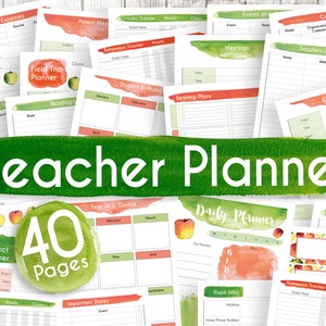 Teacher Planner Printable Academic Planner Download Teacher Planner Gift for Teacher Lesson Planner School Planner image 1