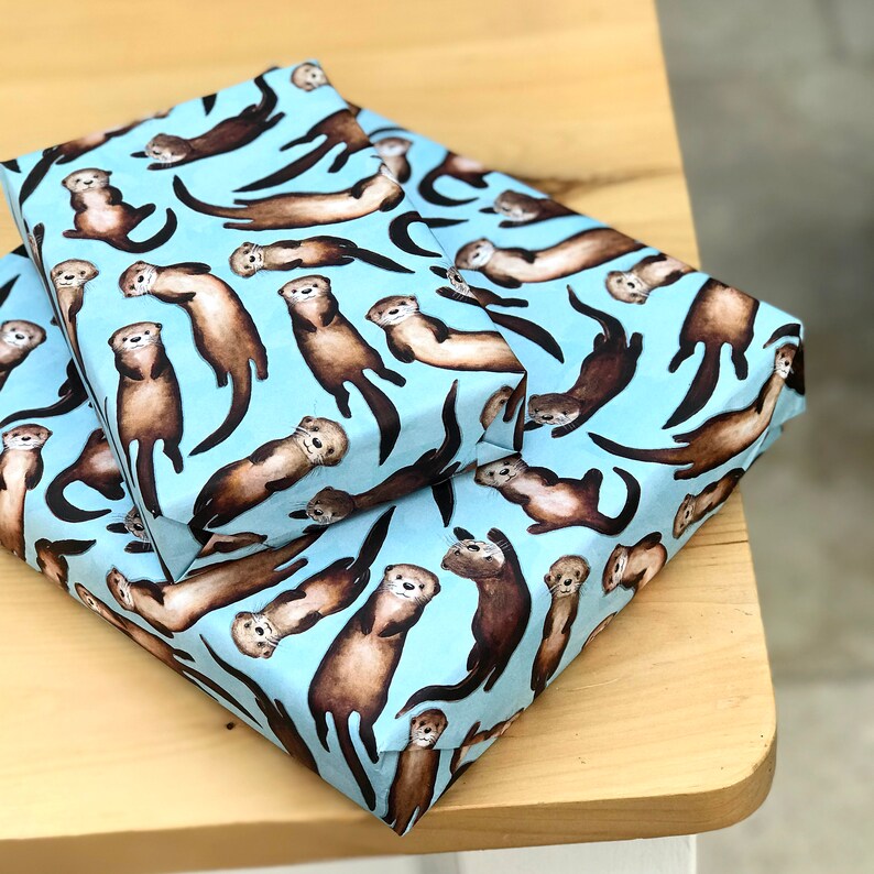 Otter Wrapping Paper Otters Birthday gift wrap Etsy