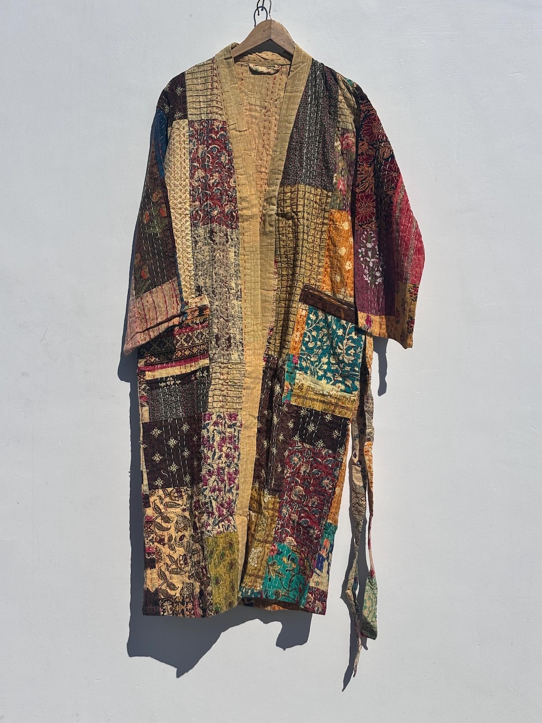 Kantha Robe Handmade Kantha Patchwork Robe Vintage Robe Kimono Boho Jacket Free ...