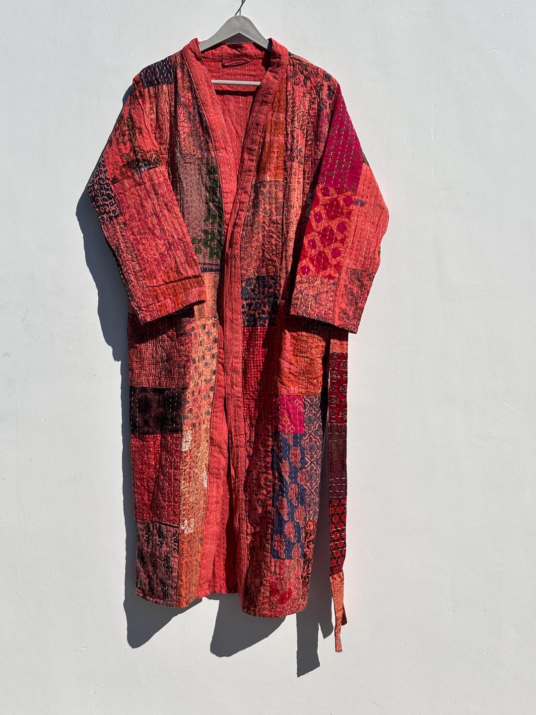 Kantha Robe Hand Stitched Kantha Quilt Robe: Luxury Cotton Kimono Jacket - Etsy