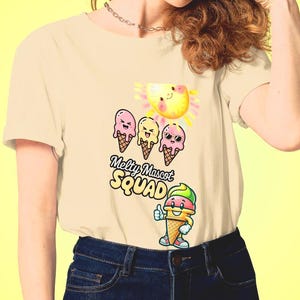 Melty Mascot Squad – Funny Ice Cream Drip Crew Tee organic cotton t-shirt