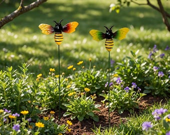 Tuinplantstok met bijen- en vlinderinsectenontwerp, grillig tuindecor cadeau voor plantenliefhebbers