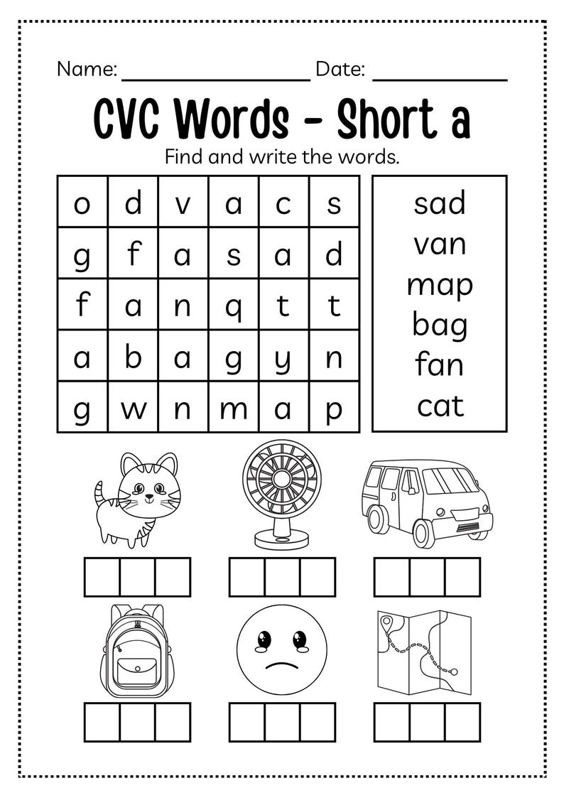 Kindergarten CVC Worksheets | Short Vowel Phonics Workbook | Word Work ...