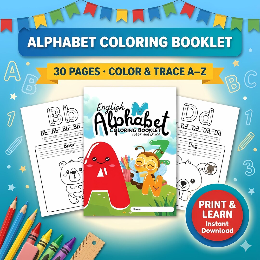 Alphabet Coloring Booklet for Kids, A‑Z Color and Trace Pages ...