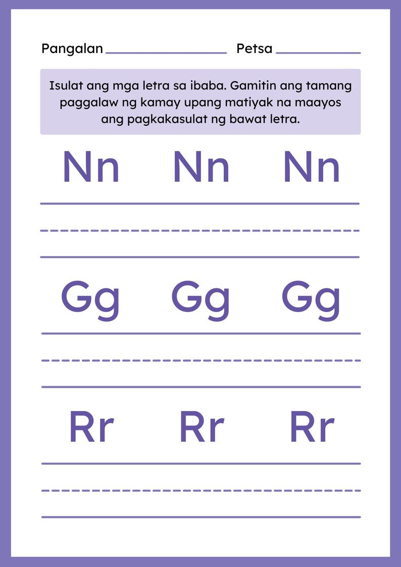 Letrang R Basahin Filipino Alphabet Tracing Worksheets (N G R) | Basahin Bakatin Isulat ...