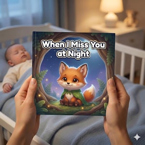Cuando te extraño por la noche, libro infantil sobre la nostalgia, cuento para dormir sobre la ansiedad por separación, libro de consuelo para la crianza compartida.
