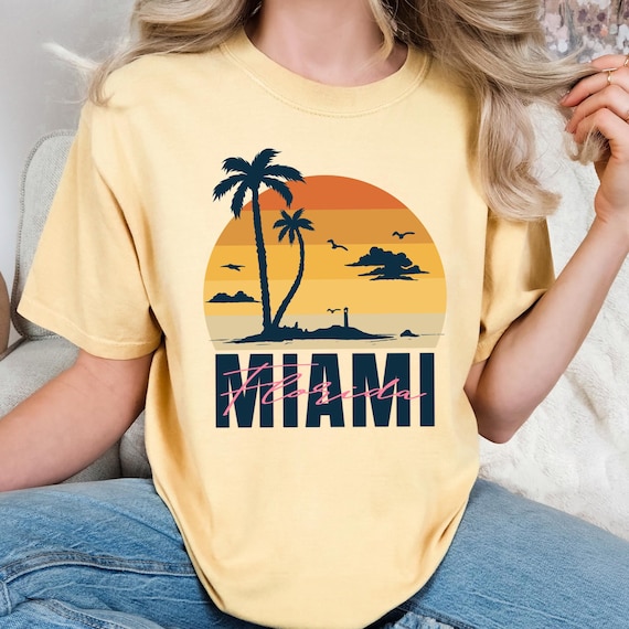 Camiseta Miami Florida Sunset Camiseta unisex teñida Camiseta