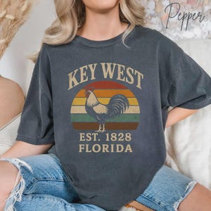 Key West Retro T-Shirt, Key West Vintage Style Tee, Florida Keys Gifts, Unisex Key West Rooster Shirt, Key West Merch, Key West Vacation
