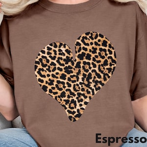 Leopard Heart Shirt, Animal Print Heart T-Shirt, Cheetah Print Heart Shirt, Big Heart Print Leopard Tee, Leopard Mom Tshirt, Comfort Colors