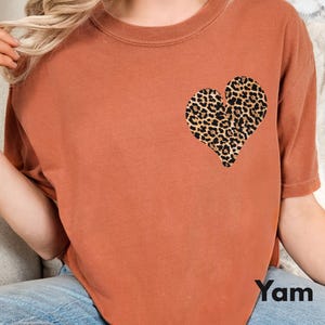 Leopard Heart Shirt, Animal Print Small Heart Tee, Cheetah Print Heart Shirt, Small Heart Leopard Tee, Leopard Heart Mom Tee, Comfort Colors