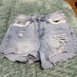 Upcycled Jean Shorts with Lace