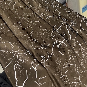 Brown Velvet Curtains with Silver Abstract Lines – Thick Luxury Drapes with Hook Tape – Custom Size – Modern Home & Nursery Decor