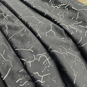 Anthracite Velvet Curtains with Silver Abstract Lines – Thick Luxury Drapes with Hook Tape – Custom Size – Modern Home & Nursery Decor