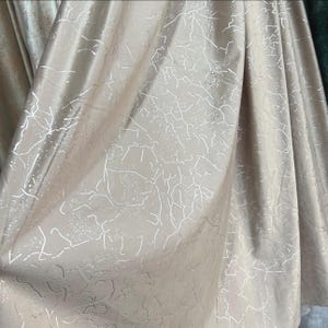 Beige Velvet Curtains with Silver Abstract Lines – Thick Luxury Drapes with Hook Tape – Custom Size – Modern Home & Nursery Decor