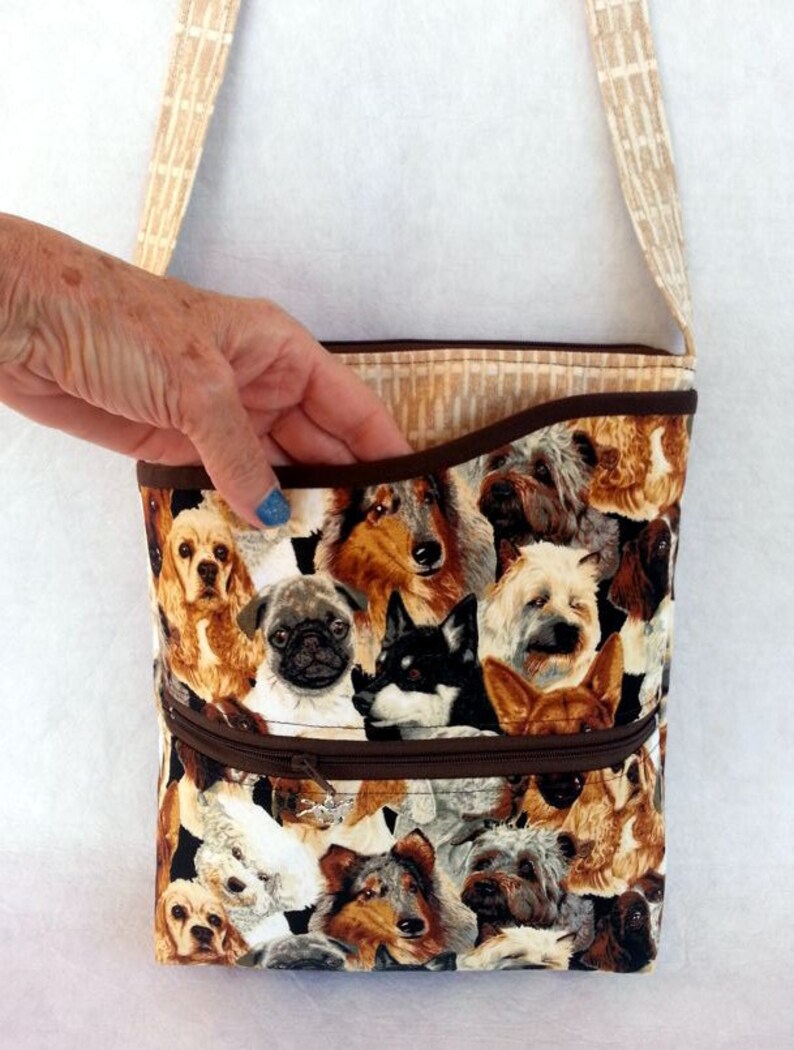 Dog Fabric Crossbody Purse Dogs Travel Bag Zipper Pockets Etsy