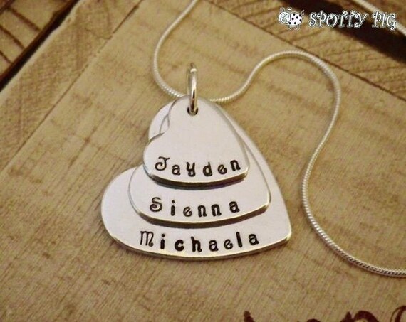 Buy Personalised Names Heart Necklace, Gift Mothers Grandma's