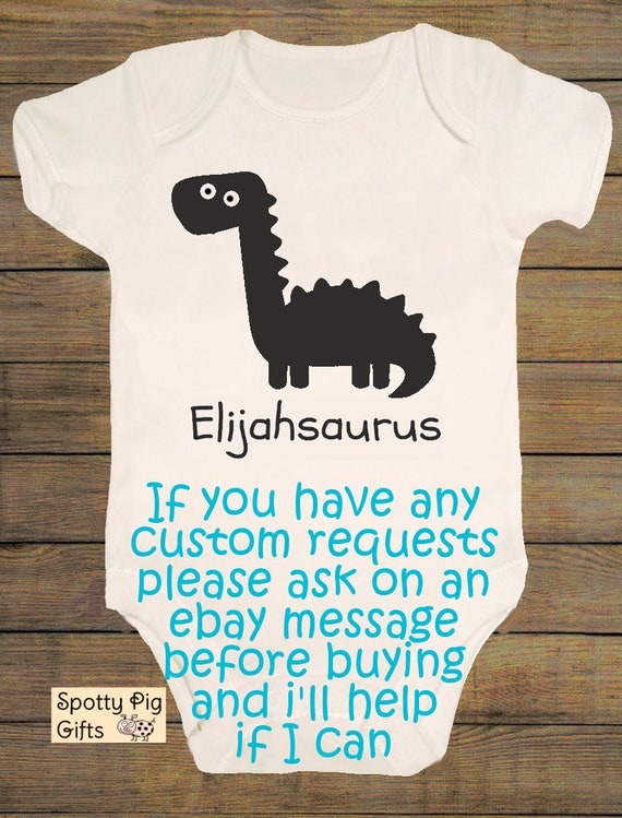 Personalised Dinosaur Baby Grow Vest Name Unisex Clothes Bodysuit