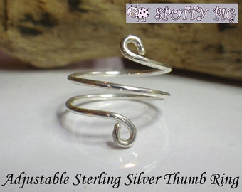 STERLING SILVER .925 Thumb Ring, Adjustable  Gift