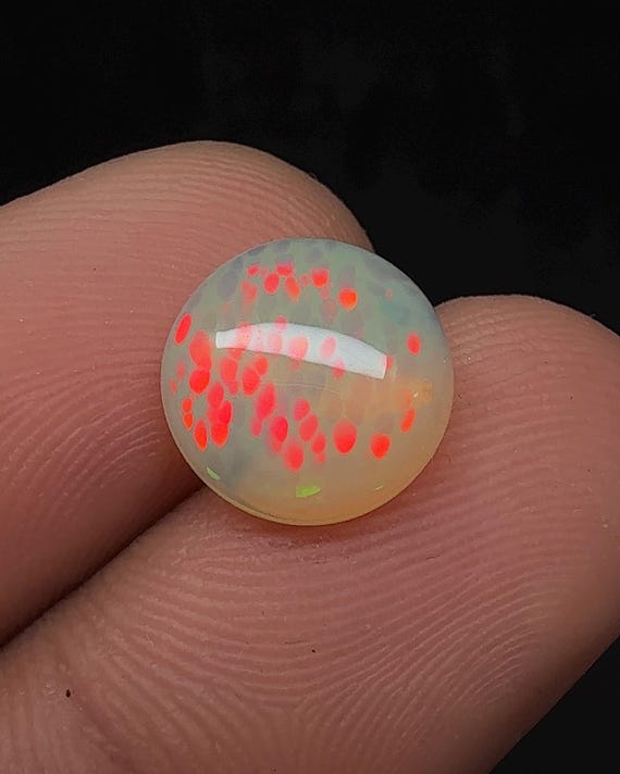 Stunning Natural Ethiopian Fire Welo Honeycomb Opal Cabochon Loose Round Shape Rainbow Gemstone