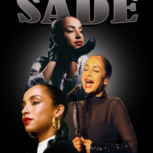 Sade Adu T Shirt Design. PNG Digital 4500x5100 px. Football, Retro, 90s Vintage, Bootleg Tee. Instant Download And Ready To Print.